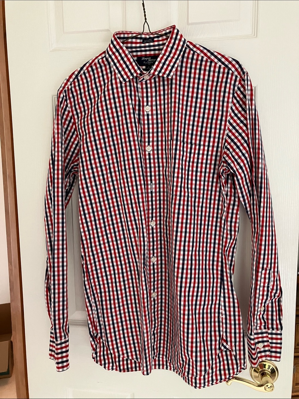 J. Crew Red White Navy Gingham Button-Down Shirt